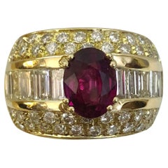 18 Karat Yellow Gold Ruby Diamond Ring