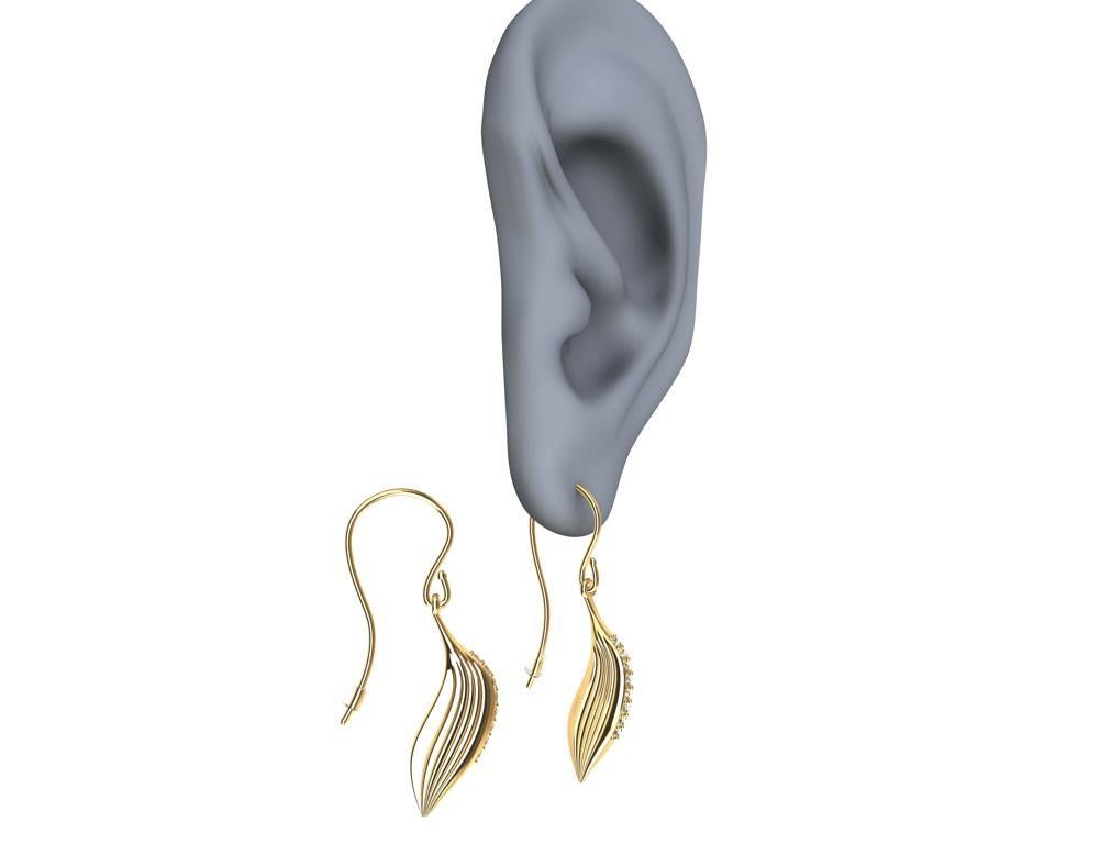Boucles d'oreilles à plumes en or jaune 18 carats et rubis en vente 1
