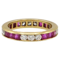 Anello nuziale in oro giallo 18 carati con rubino e diamanti Nature