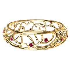 18 Karat Yellow Gold Ruby Oceans Bangle