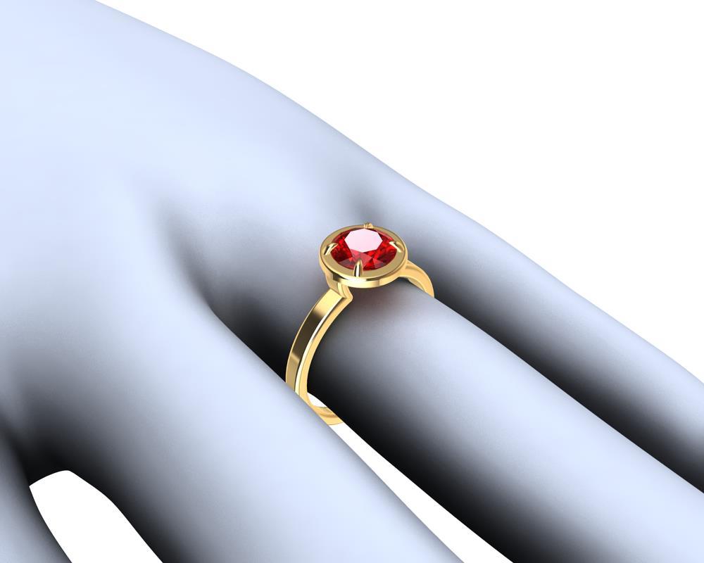 For Sale:  18 Karat Yellow Gold Ruby Ring 11