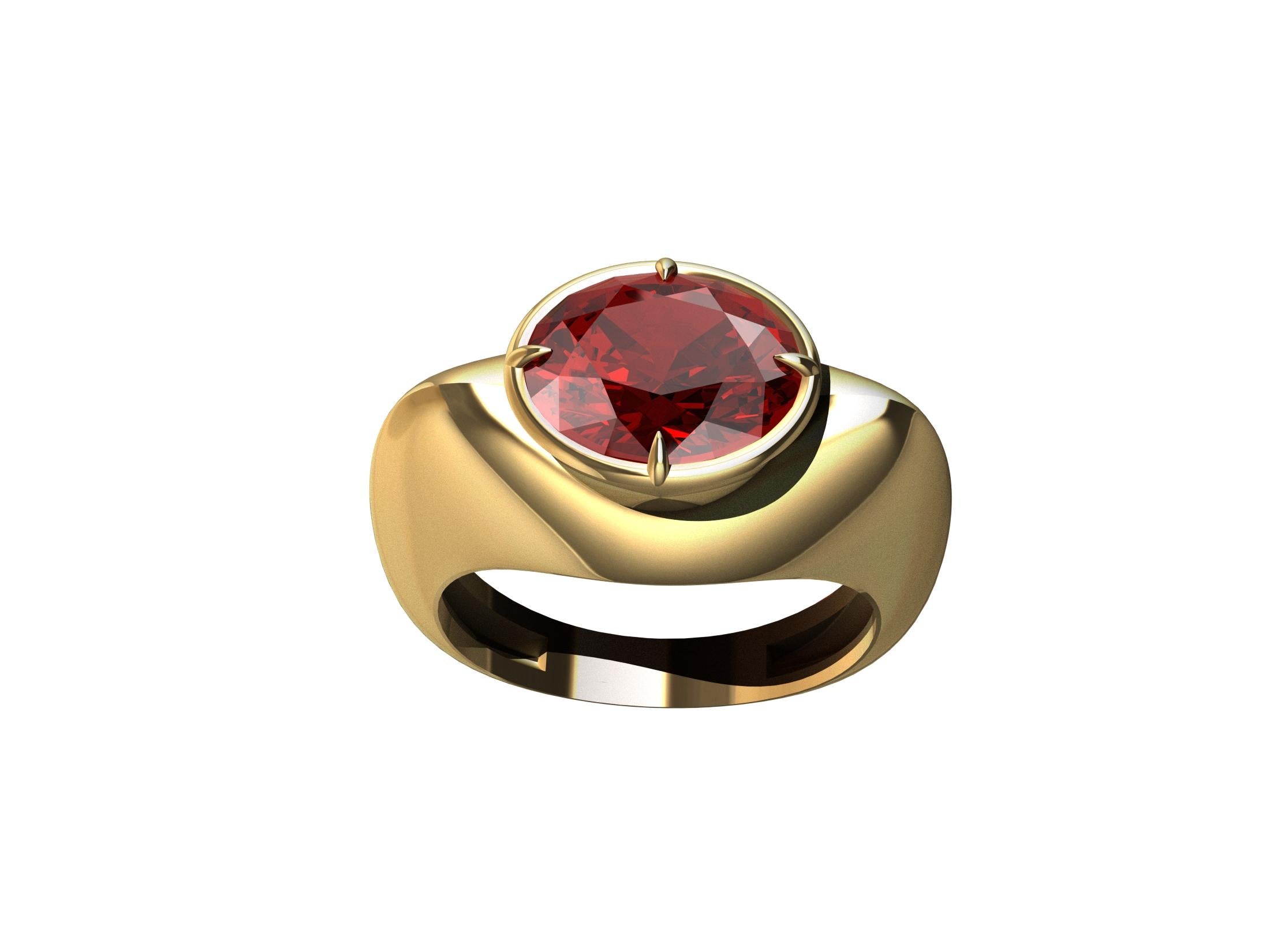 For Sale:  18 Karat Yellow Gold Ruby Sculpture Ring 3