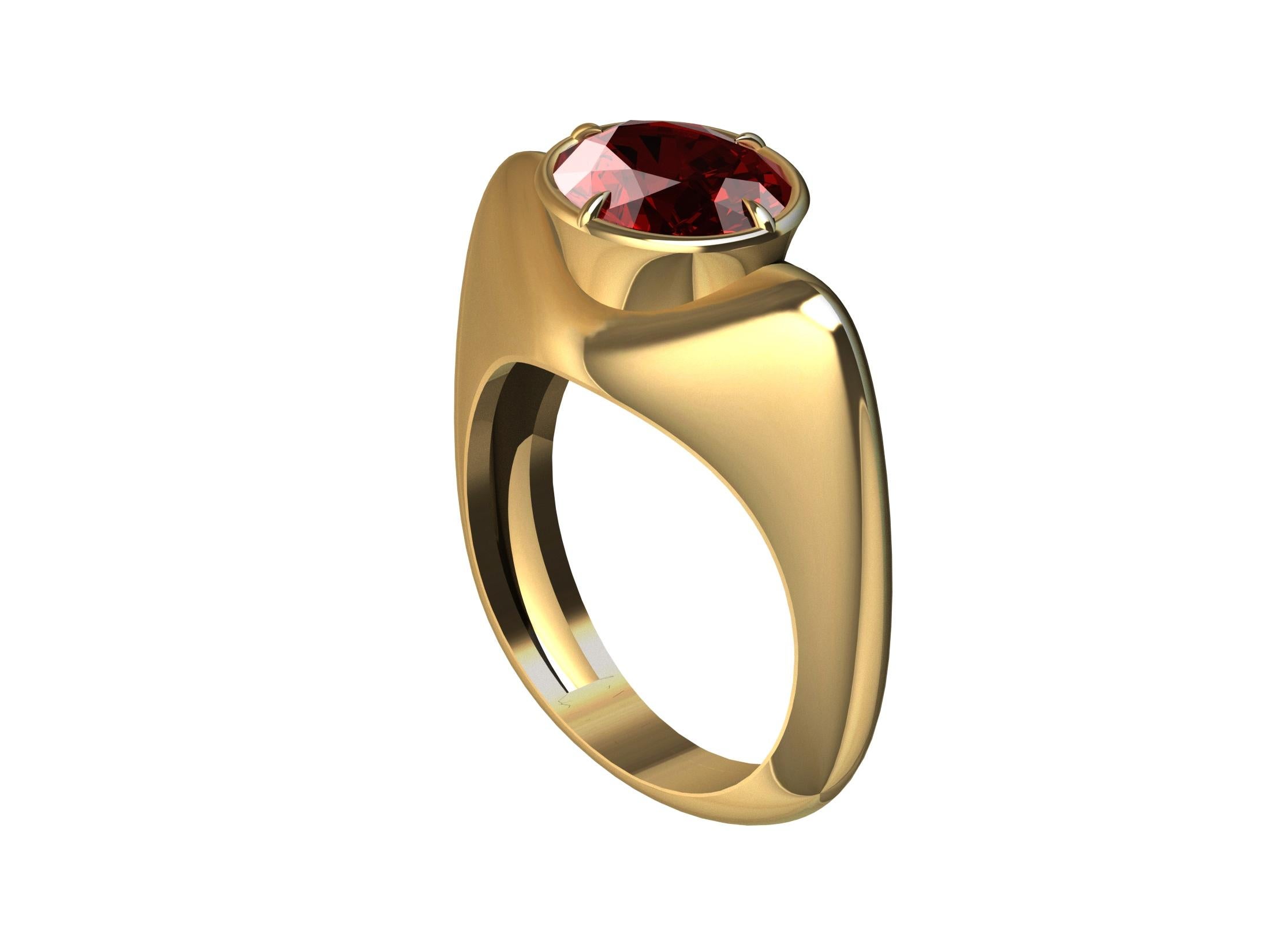 For Sale:  18 Karat Yellow Gold Ruby Sculpture Ring 5
