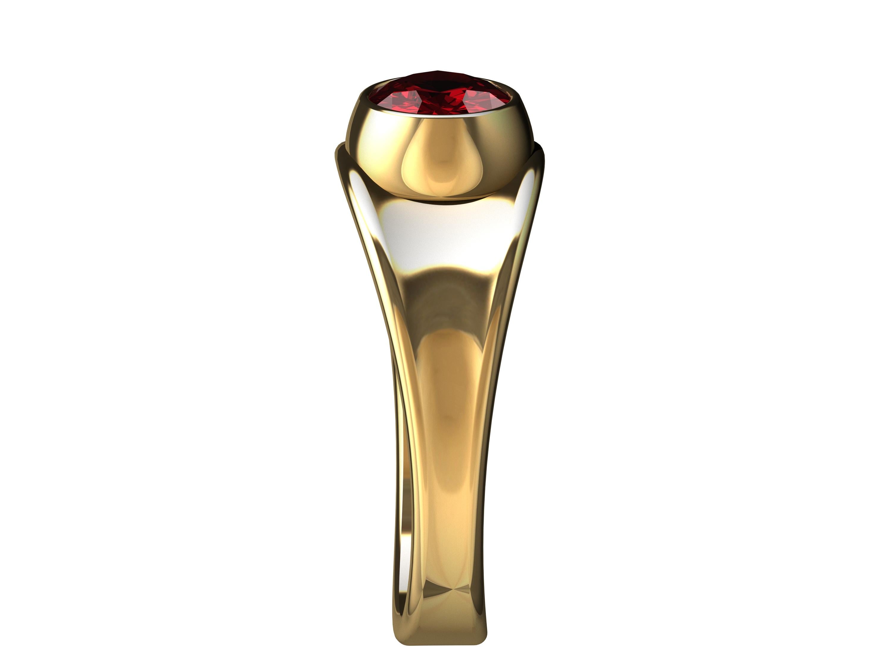 For Sale:  18 Karat Yellow Gold 1.55 Carat Ruby Sculpture Ring 5