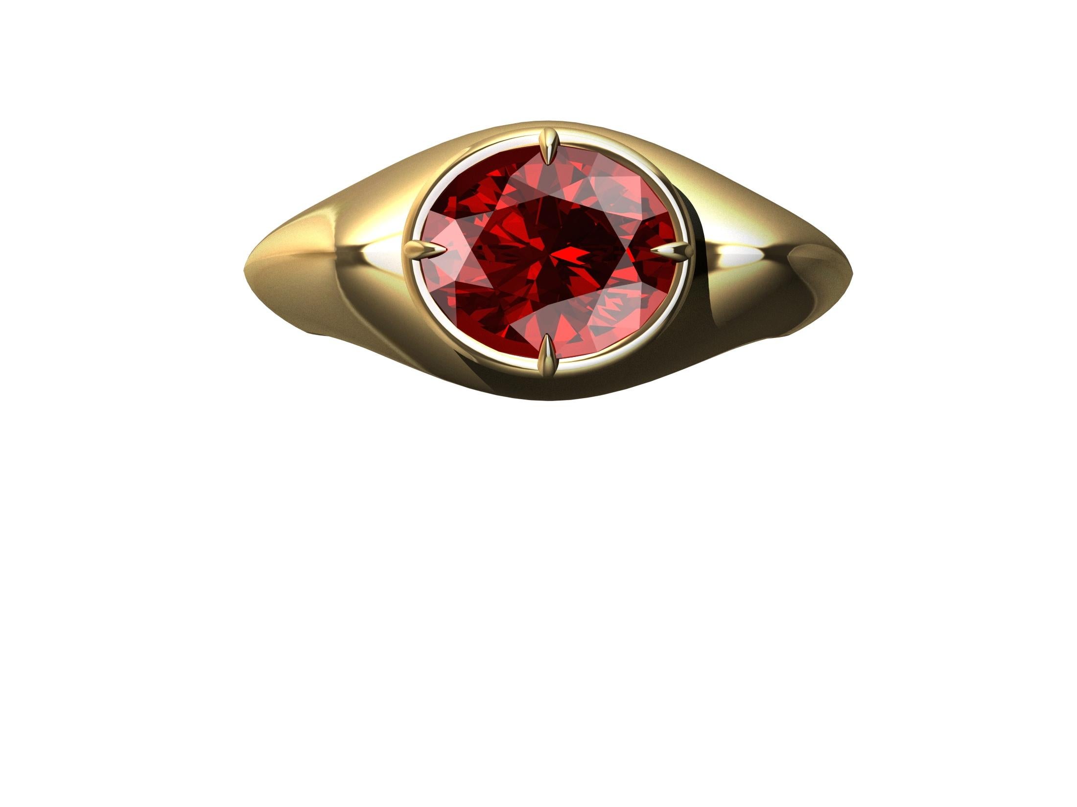 For Sale:  18 Karat Yellow Gold Ruby Sculpture Ring 6