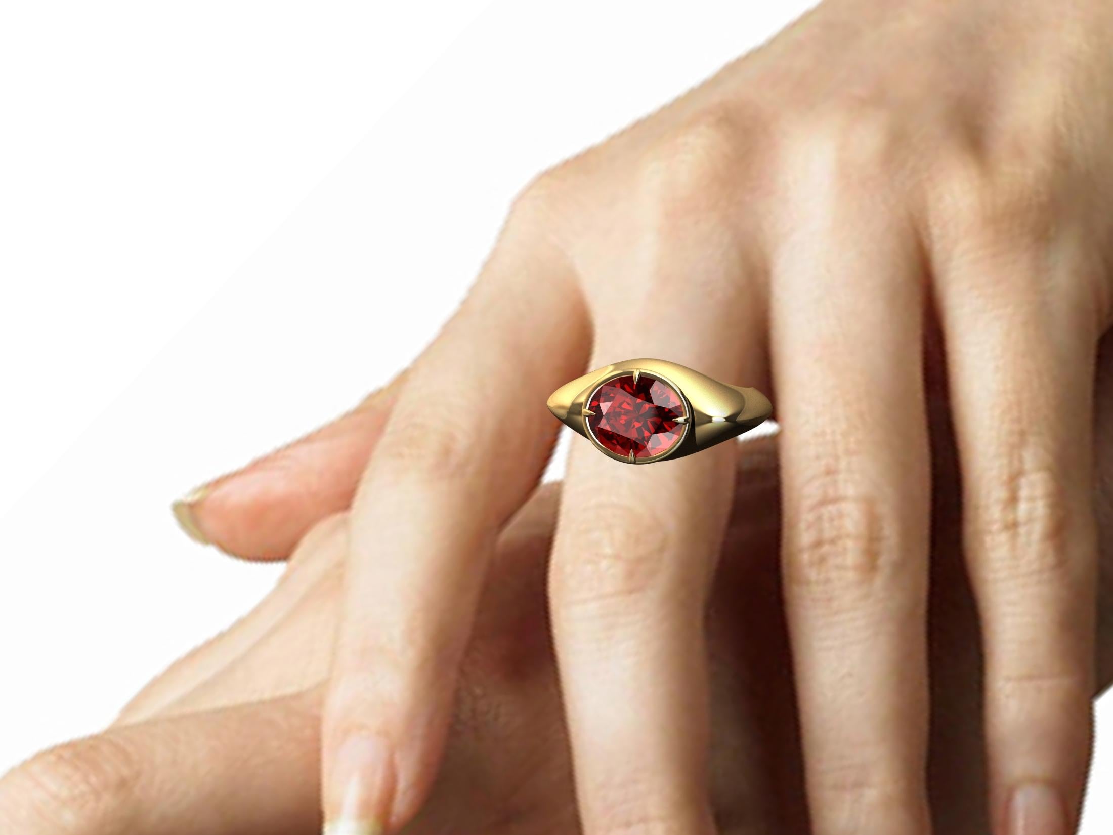 For Sale:  18 Karat Yellow Gold Ruby Sculpture Ring 8