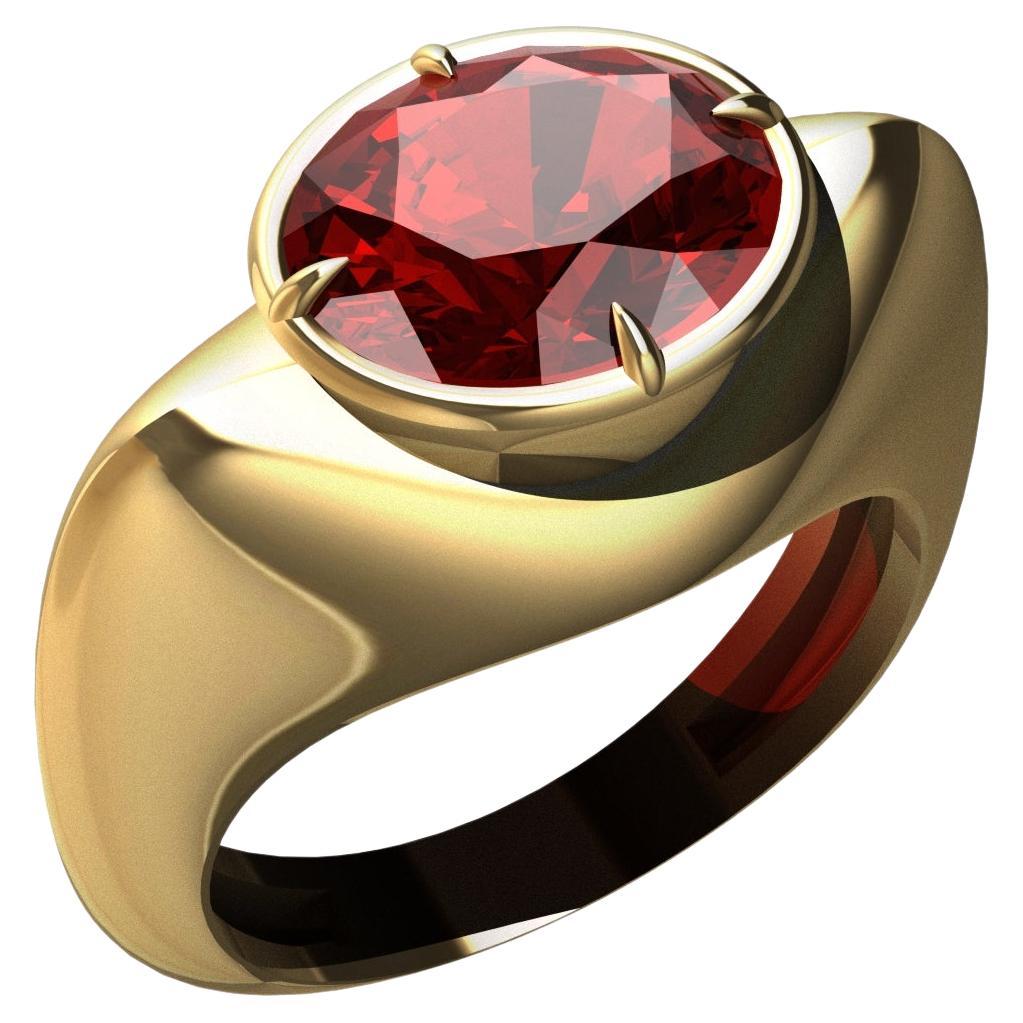 For Sale:  18 Karat Yellow Gold Ruby Sculpture Ring