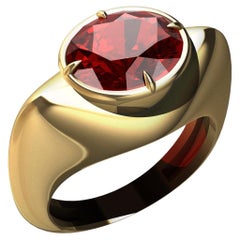 Bague sculpture en or jaune 18 carats et rubis