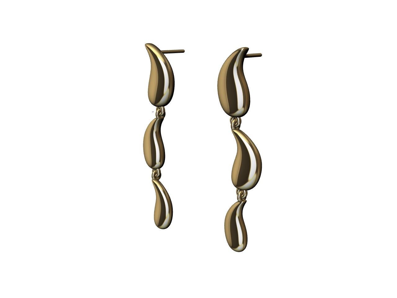 Contemporain Pendants d'oreilles en goutte d'eau courbes en or jaune 18 carats en forme de S en vente