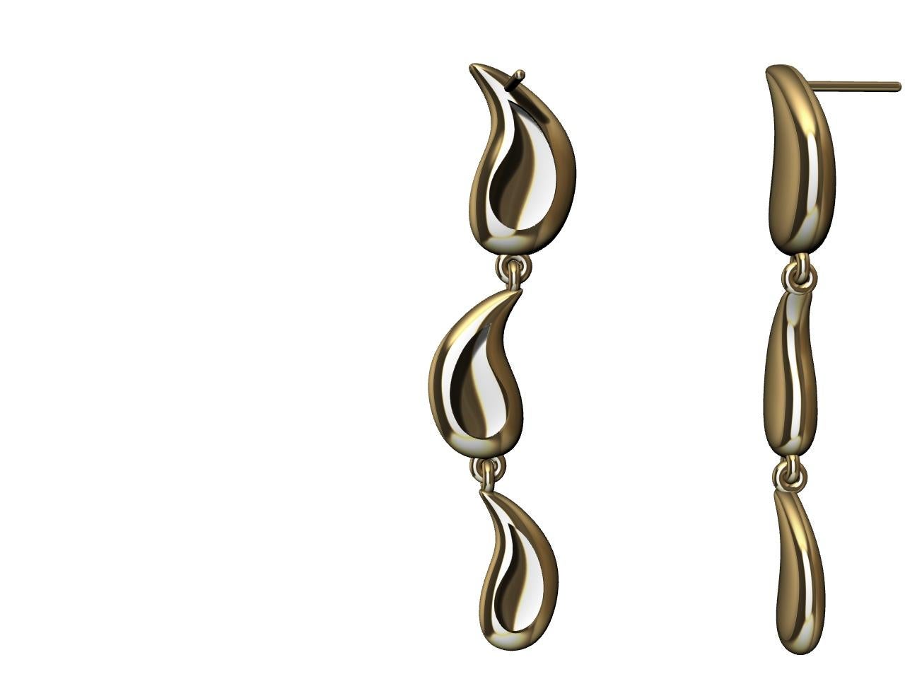 Contemporary 18 Karat Yellow Gold S Curve Dangle Water Drop Earrings For Sale