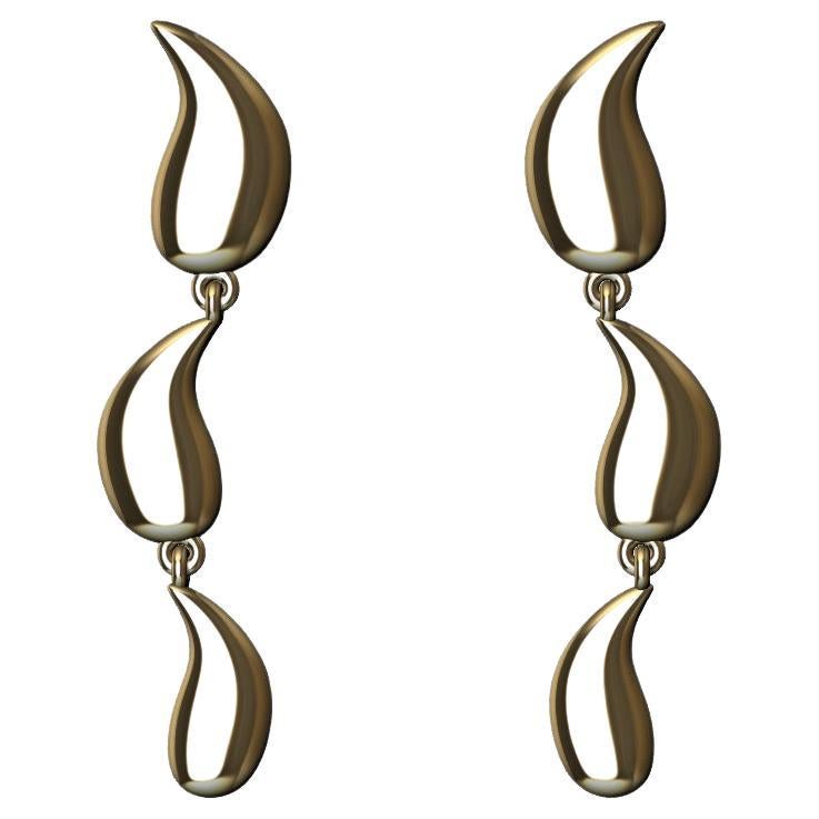 18 Karat Yellow Gold S Curve Dangle Water Drop Earrings