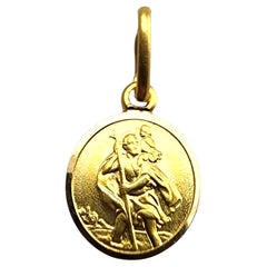 18 Karat Yellow Gold Saint Christopher Pendant #24046