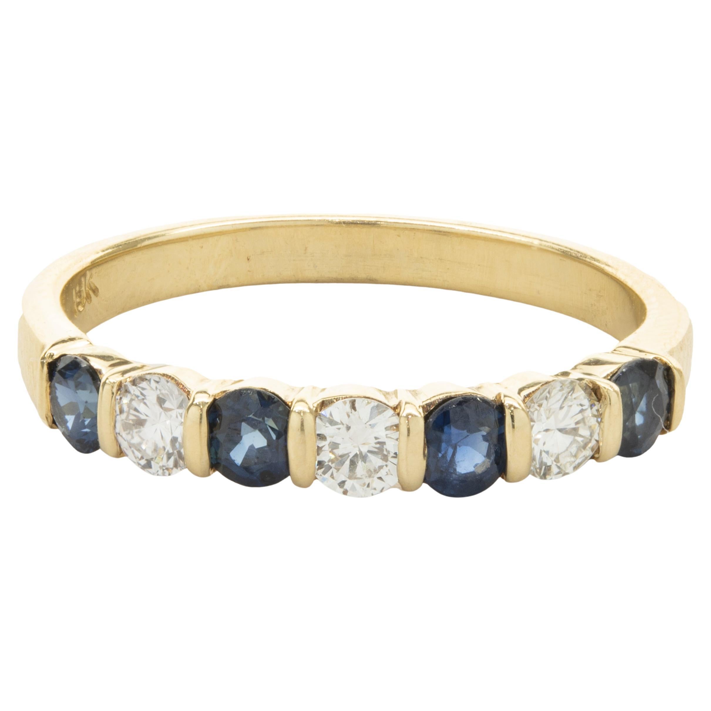 18 Karat Yellow Gold Sapphire and Diamond Band