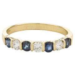 18 Karat Yellow Gold Sapphire and Diamond Band