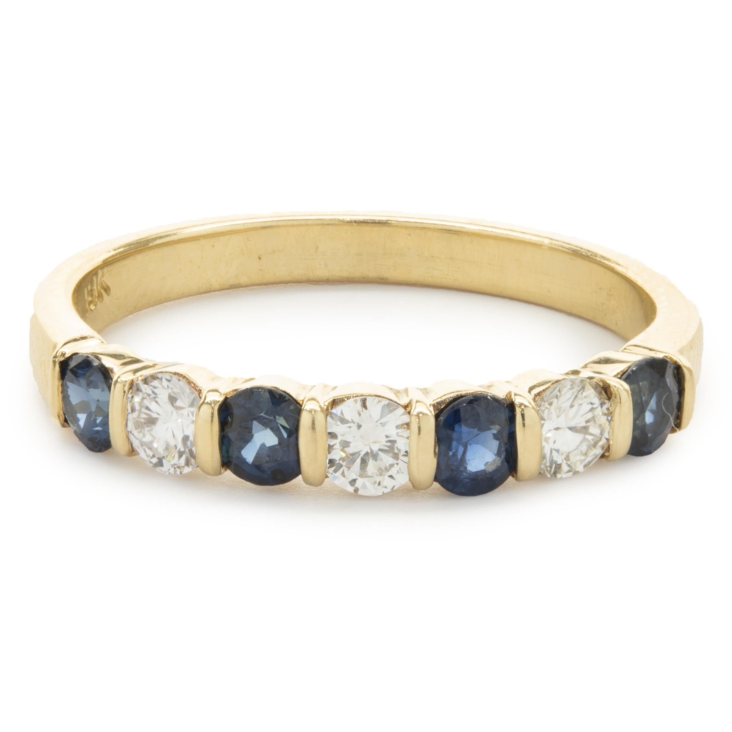 18 Karat Yellow Gold Sapphire and Diamond Band For Sale