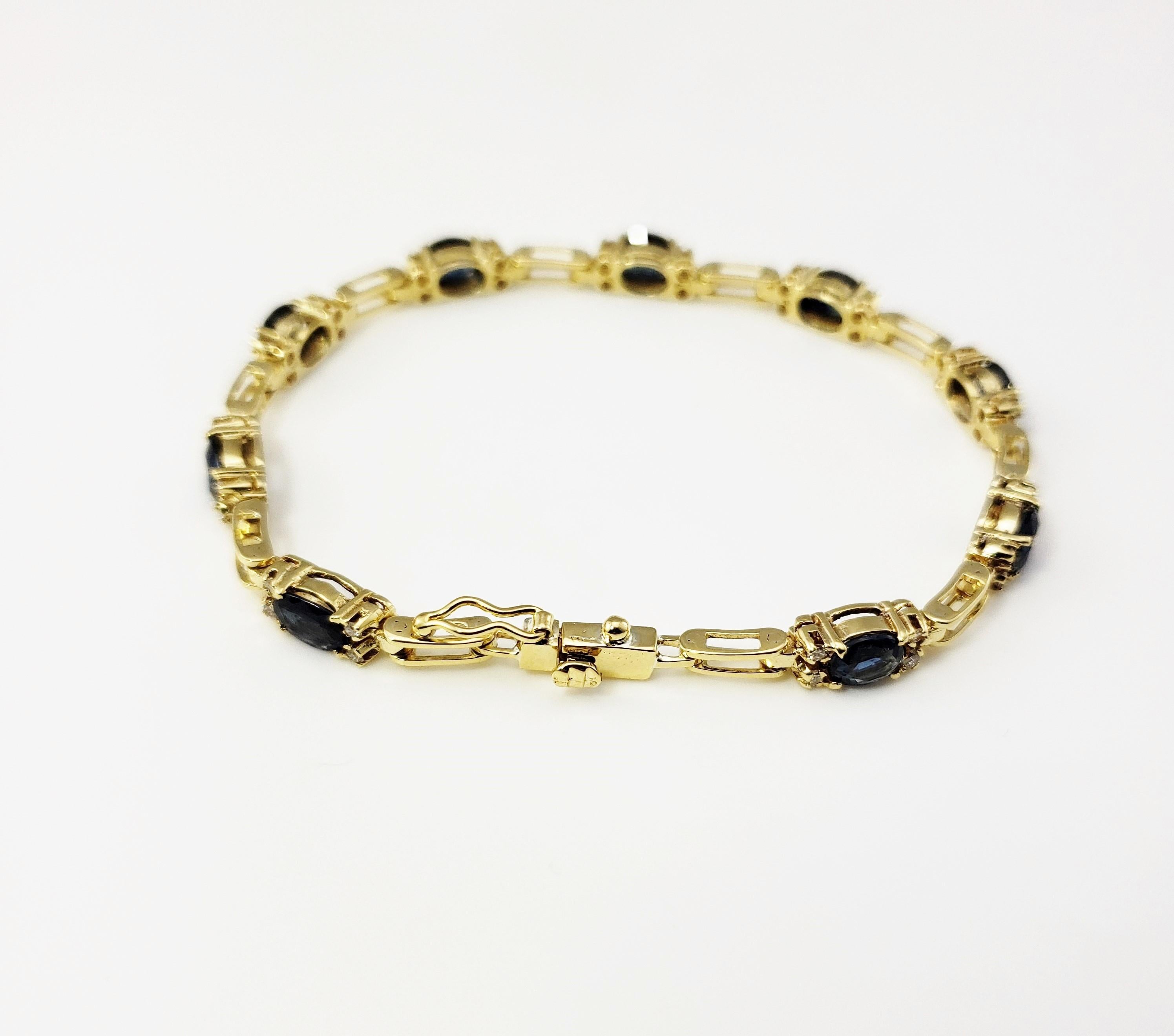 Round Cut 18 Karat Yellow Gold Sapphire and Diamond Bracelet