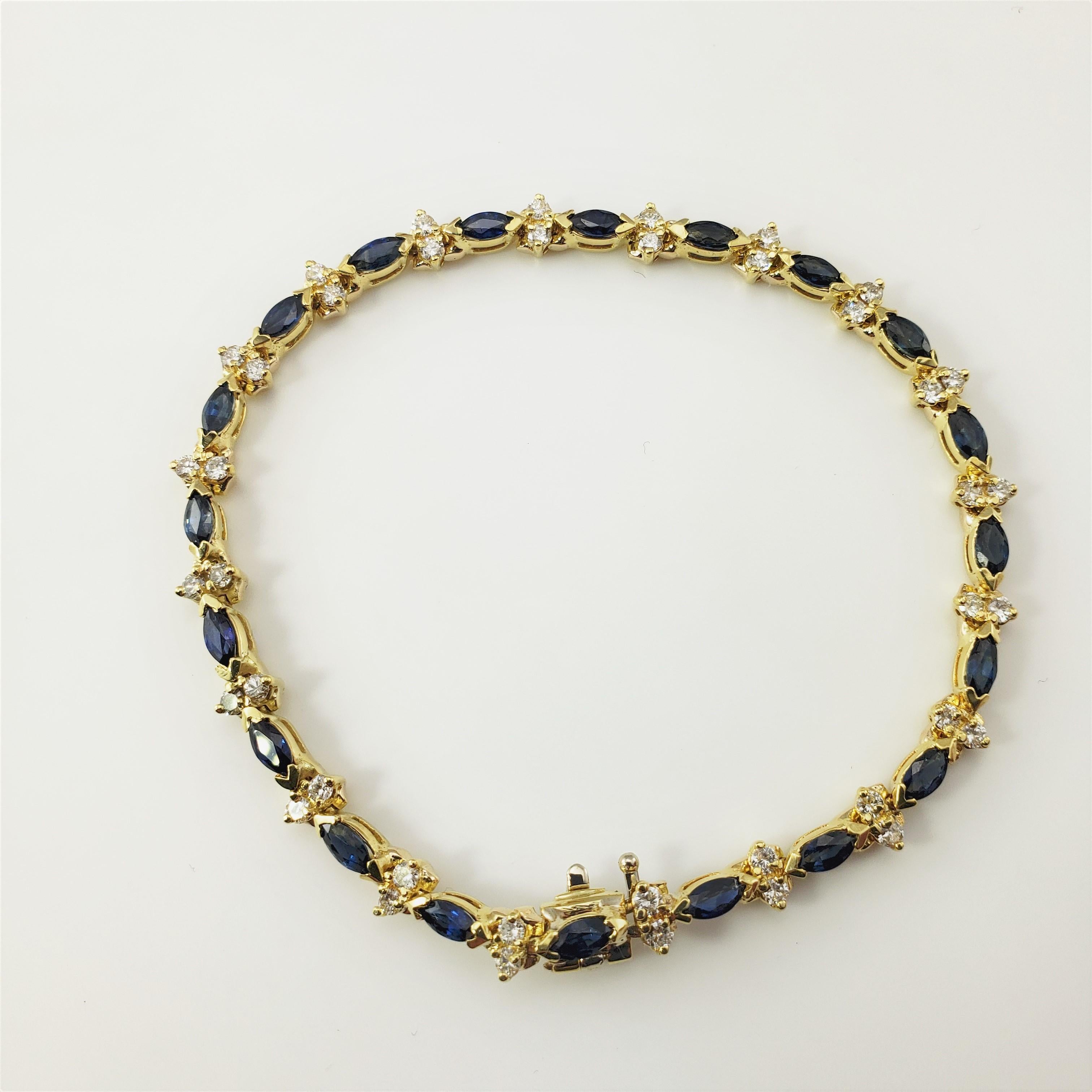 18 Karat Yellow Gold Natural Sapphire and Diamond Bracelet In Good Condition For Sale In Washington Depot, CT