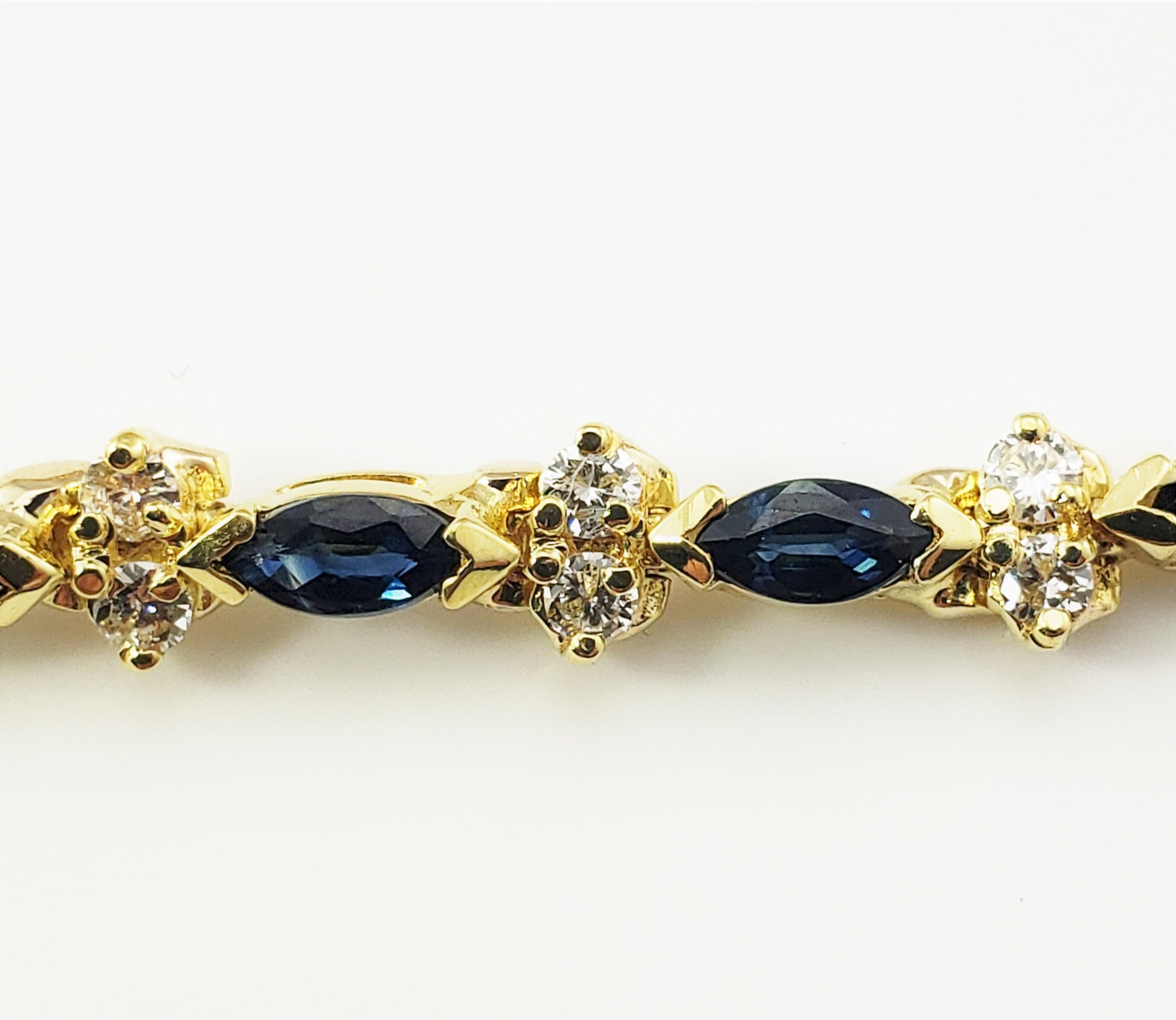 Women's 18 Karat Yellow Gold Natural Sapphire and Diamond Bracelet For Sale