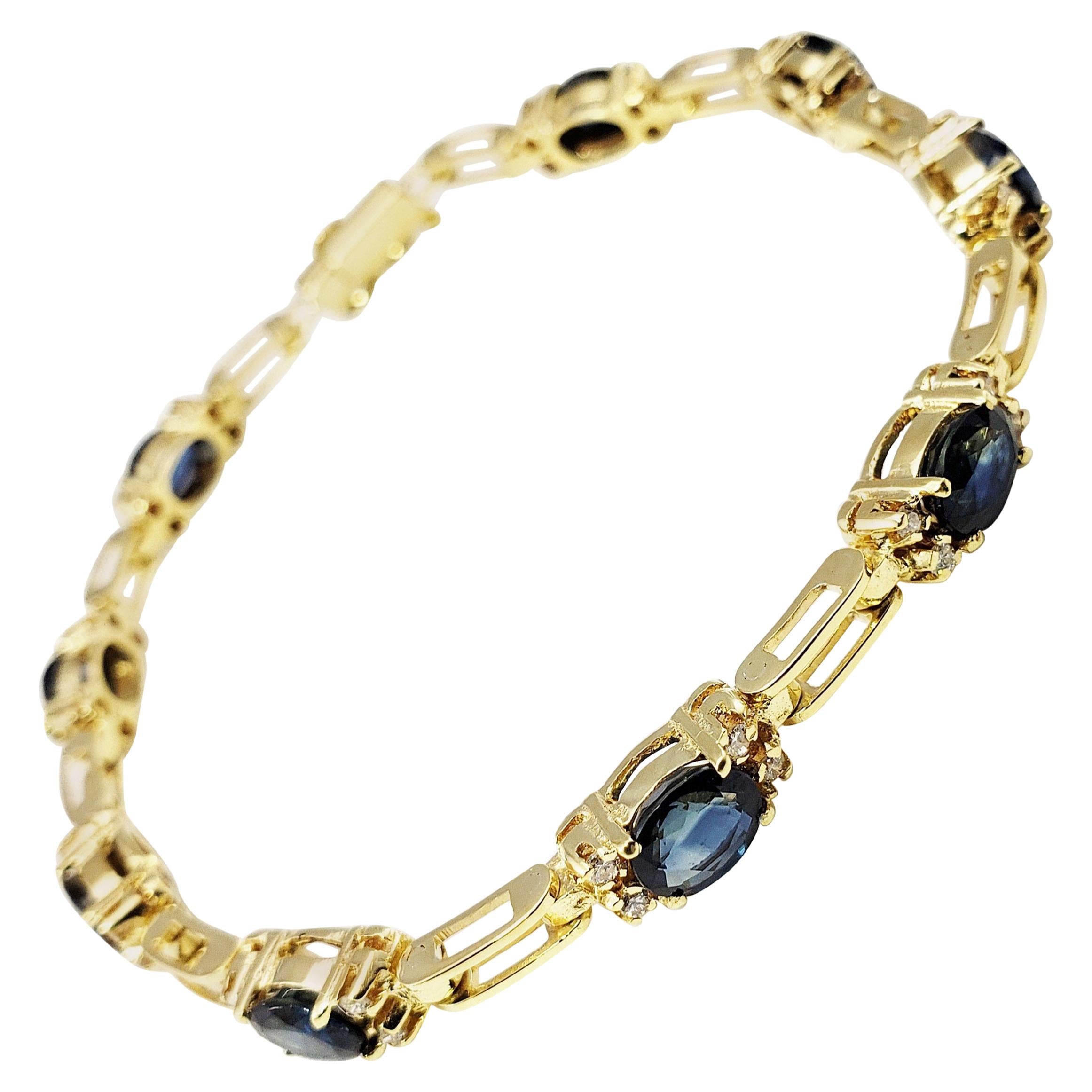 18 Karat Yellow Gold Sapphire and Diamond Bracelet