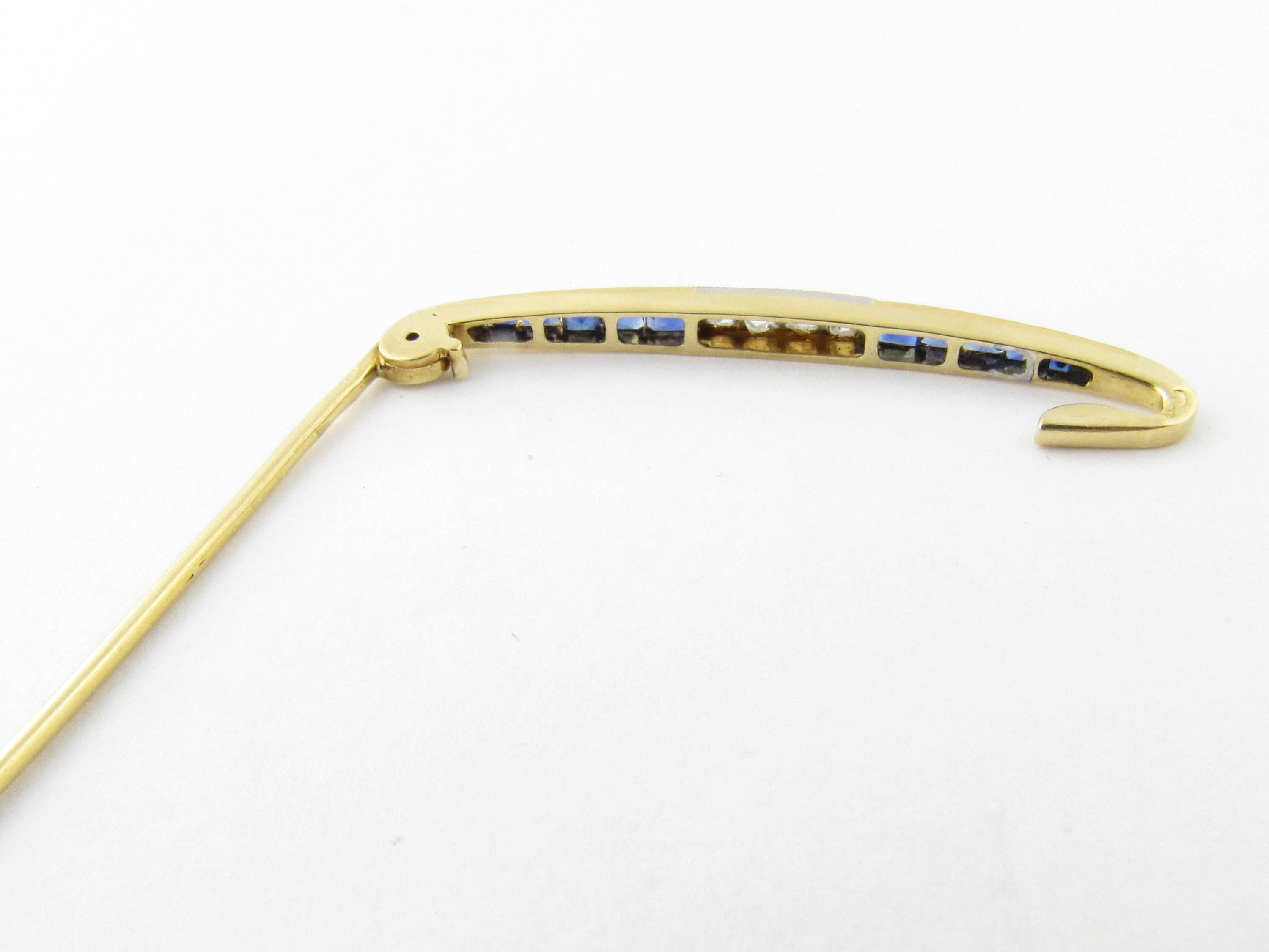 18 Karat Yellow Gold Sapphire and Diamond Brooch 2