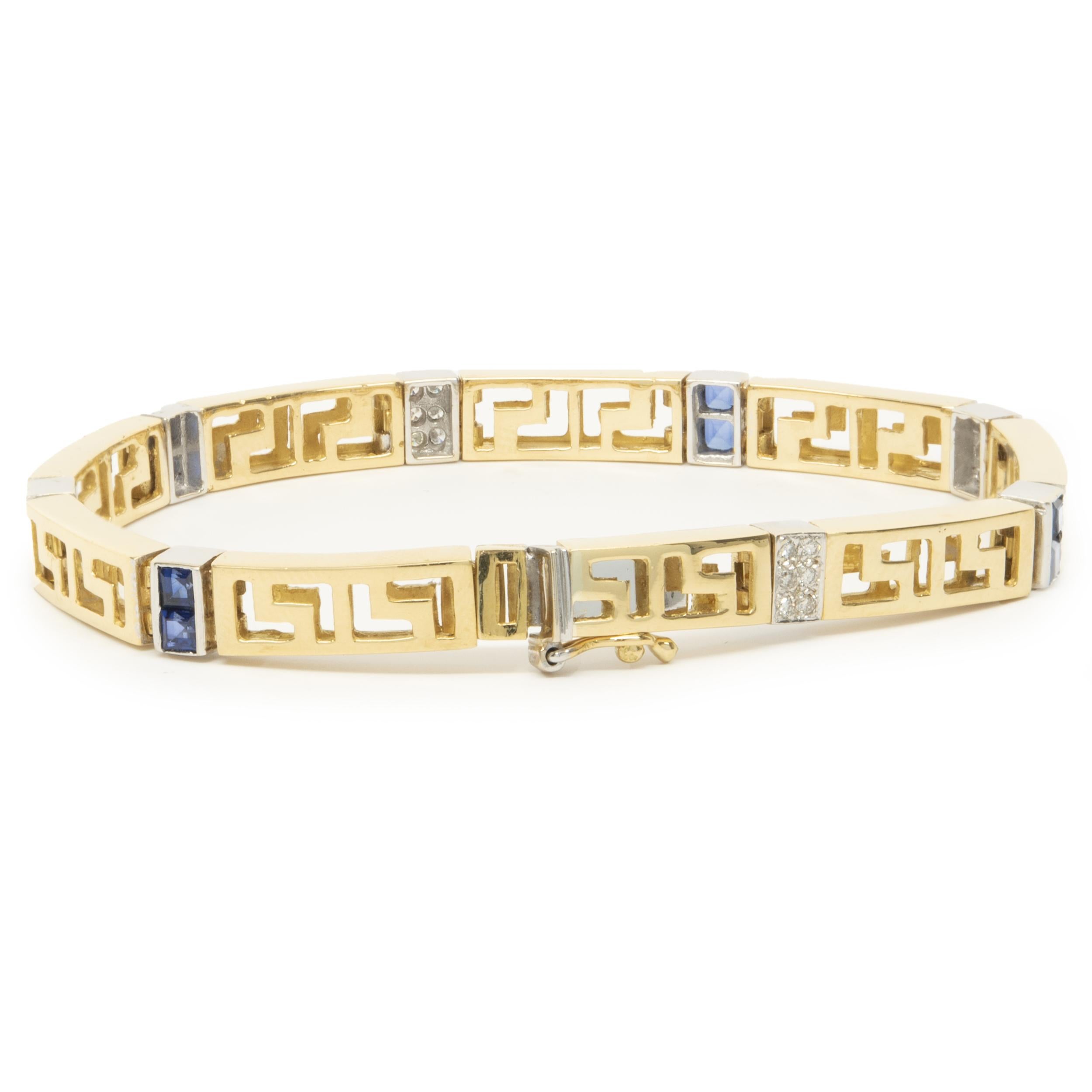 Designer: custom 
Material: 18K yellow gold
Diamond: 24 round brilliant cut = .24cttw
Color: G
Clarity: VS2
Dimensions: bracelet will fit up to a 6.75-inch wrist
Weight: 19.10 grams
