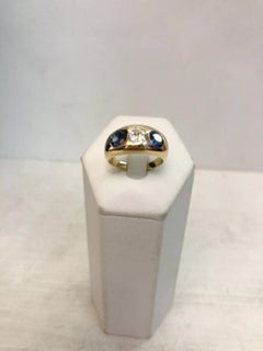 18K Yellow Gold Sapphire and Diamond Ring, 0.65ct, Italy, 1960s