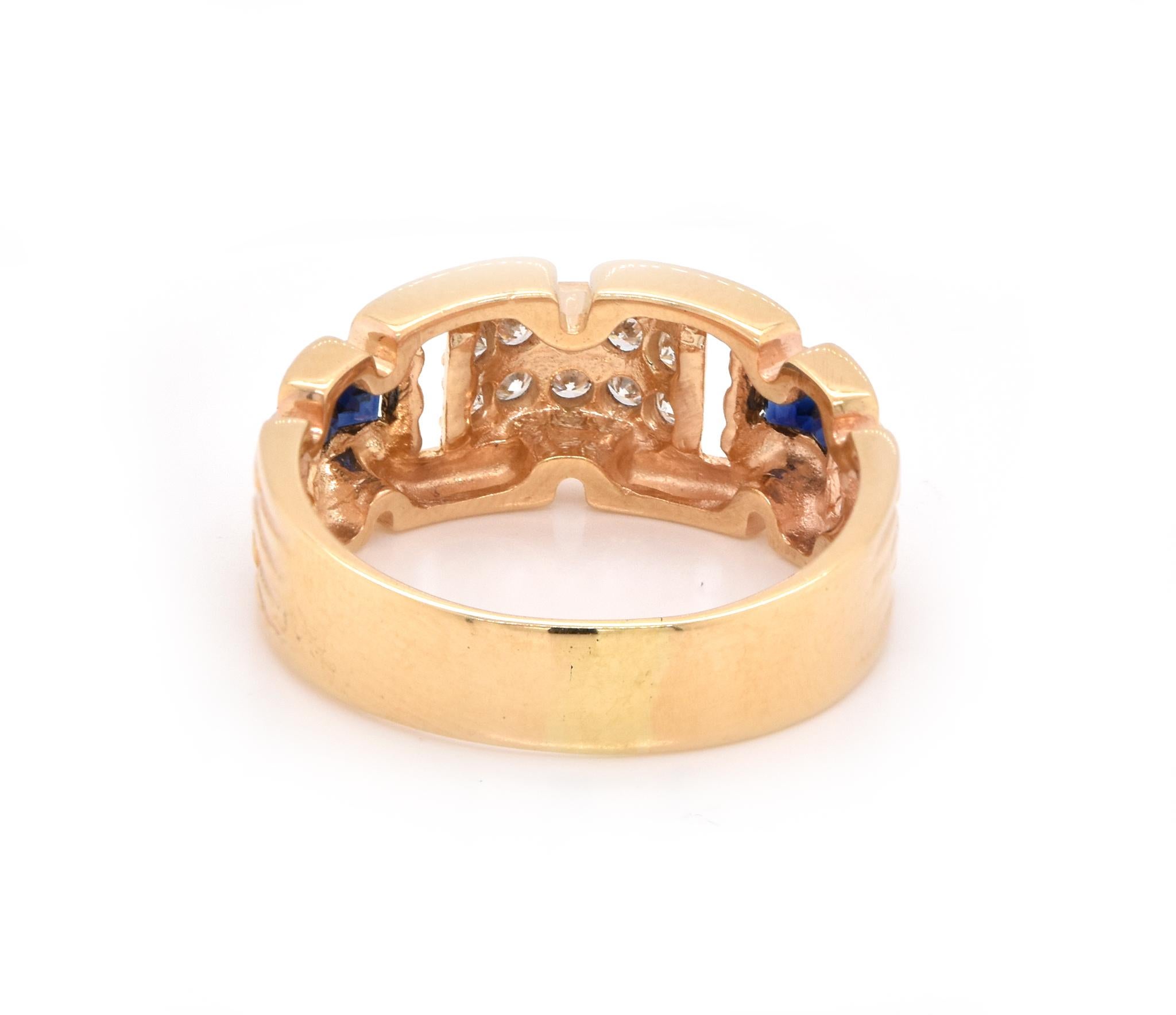 18 Karat Yellow Gold Sapphire and Diamond Ring In Excellent Condition In Scottsdale, AZ