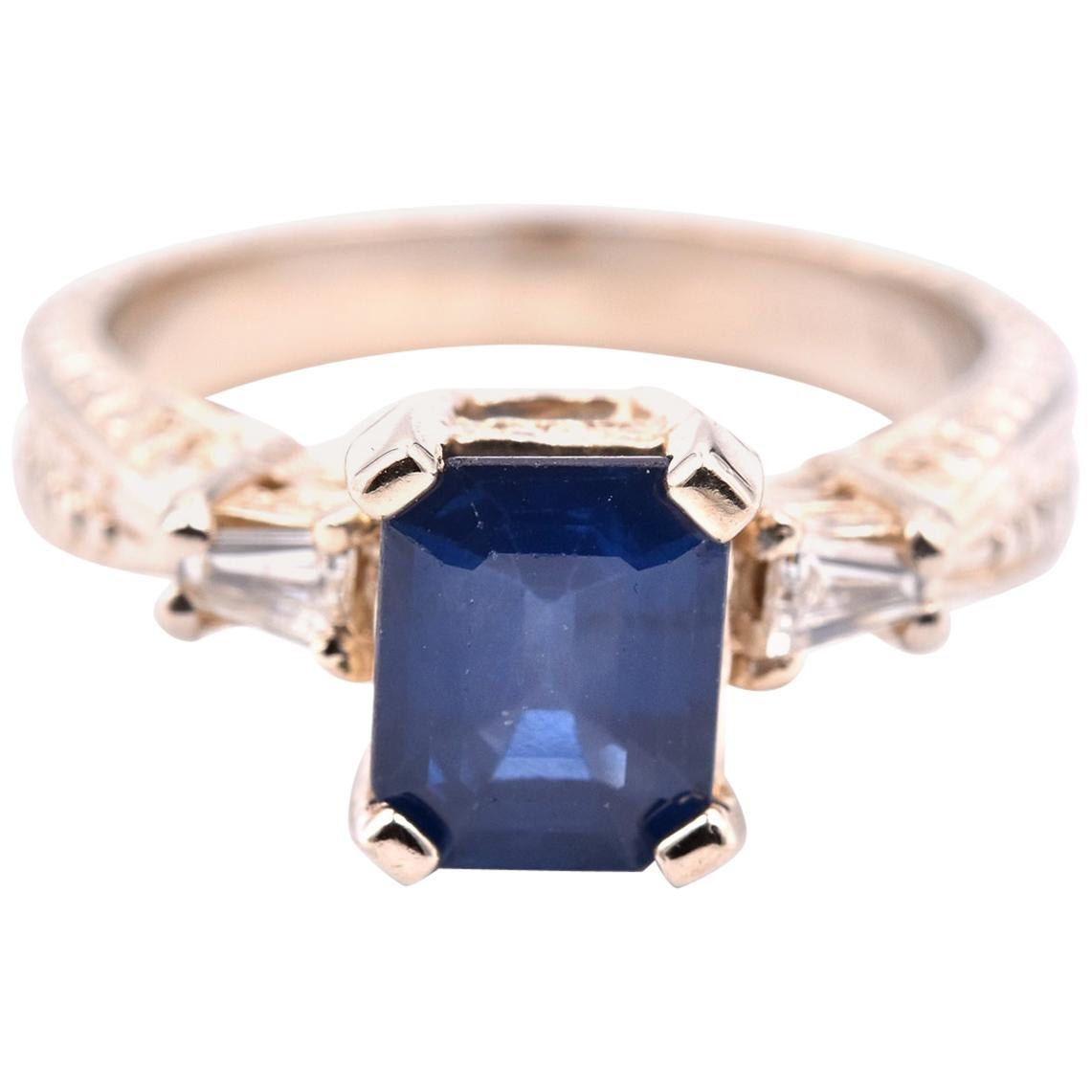 18 Karat Yellow Gold Sapphire and Diamond Ring