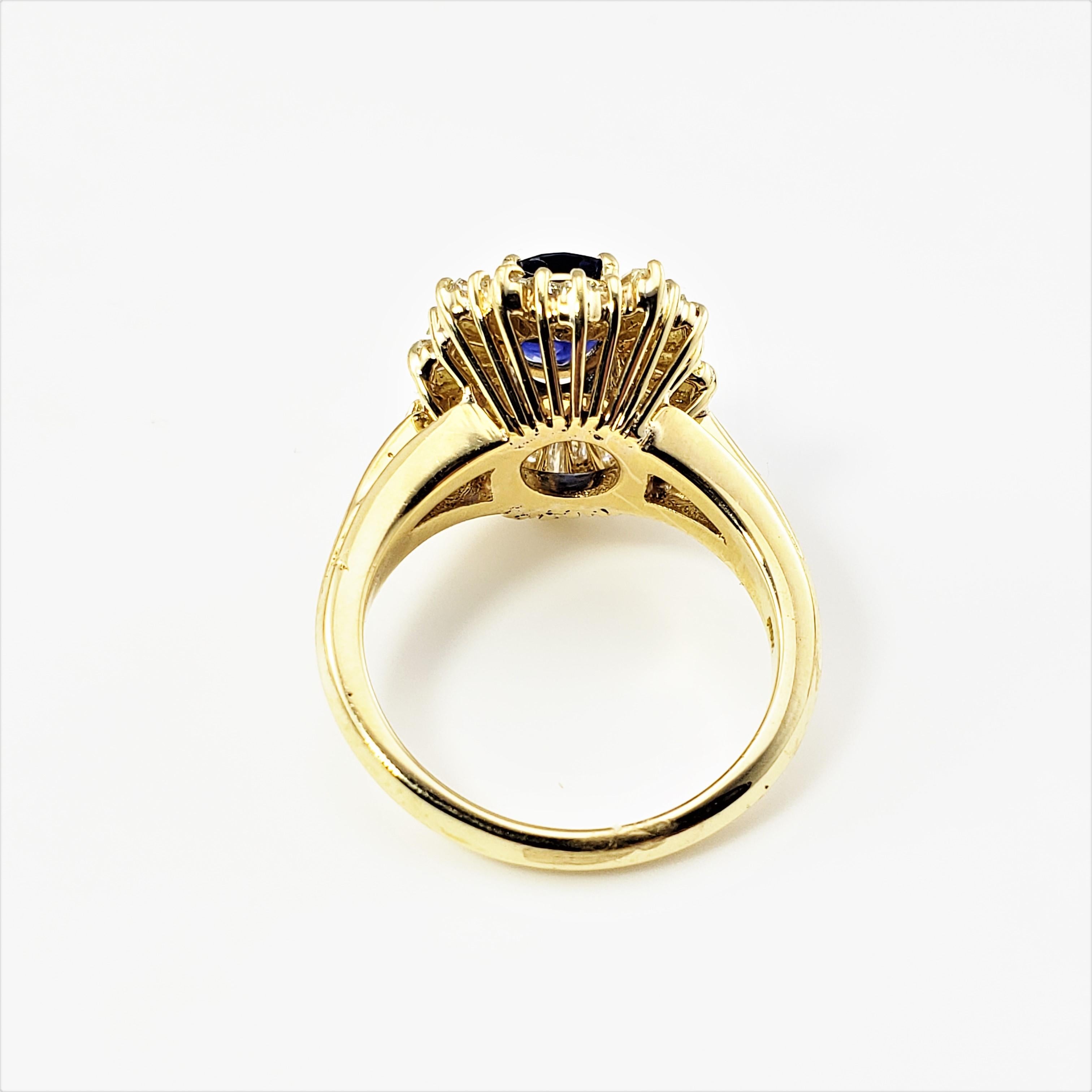 Women's 18 Karat Yellow Gold Sapphire and Diamond Ring  For Sale
