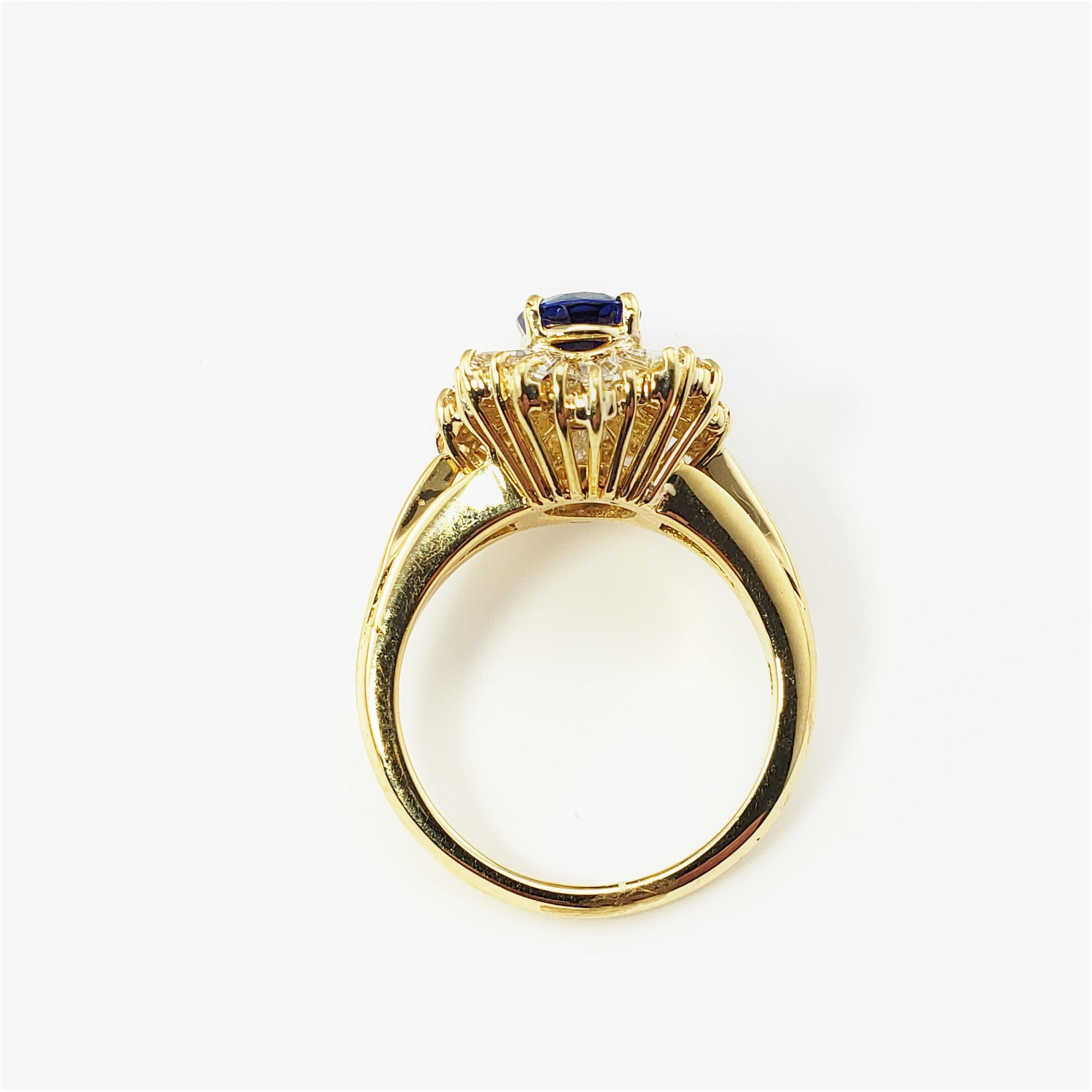18 Karat Yellow Gold Sapphire and Diamond Ring  For Sale 1