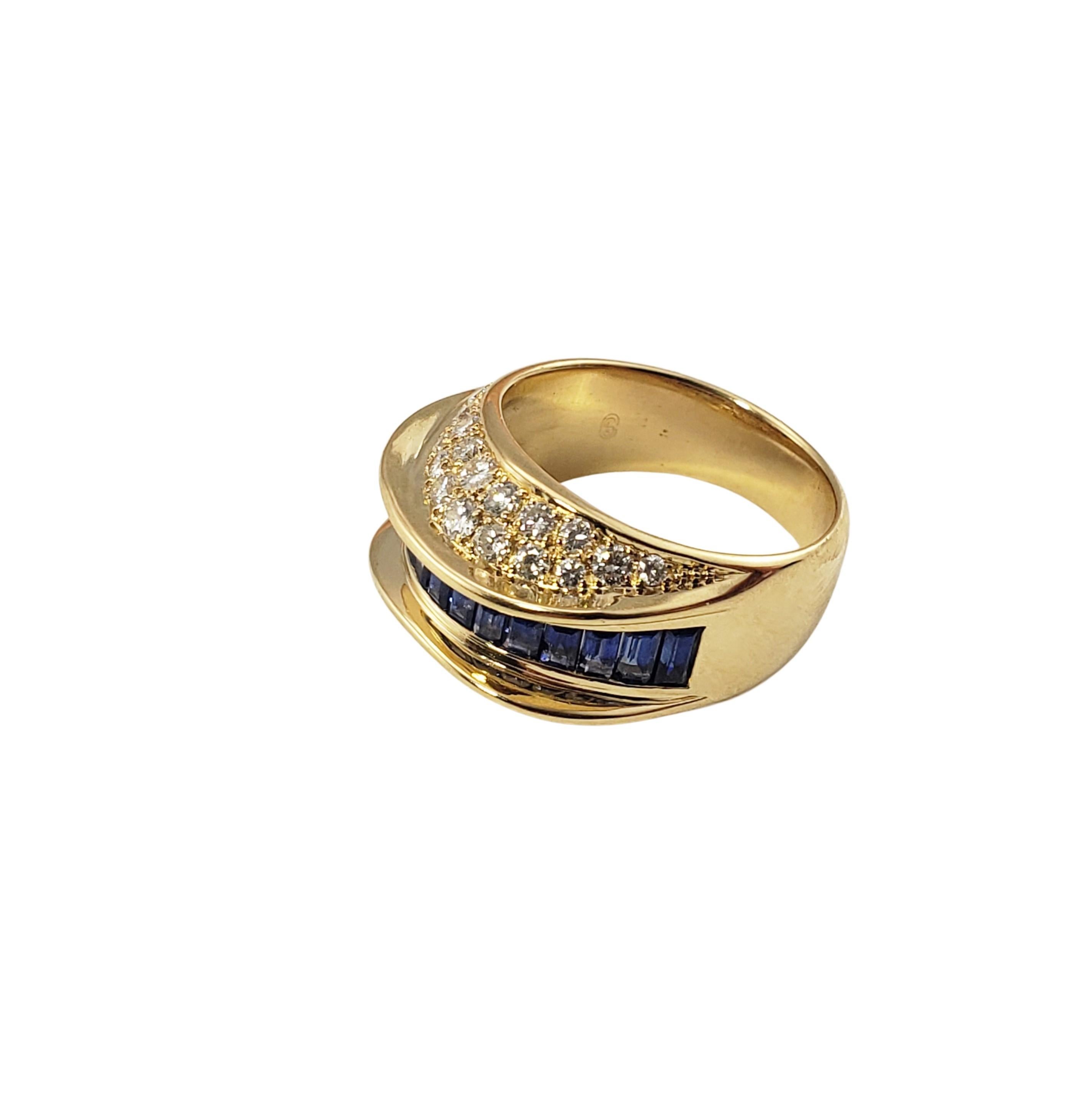 Brilliant Cut 18 Karat Yellow Gold Sapphire and Diamond Ring For Sale