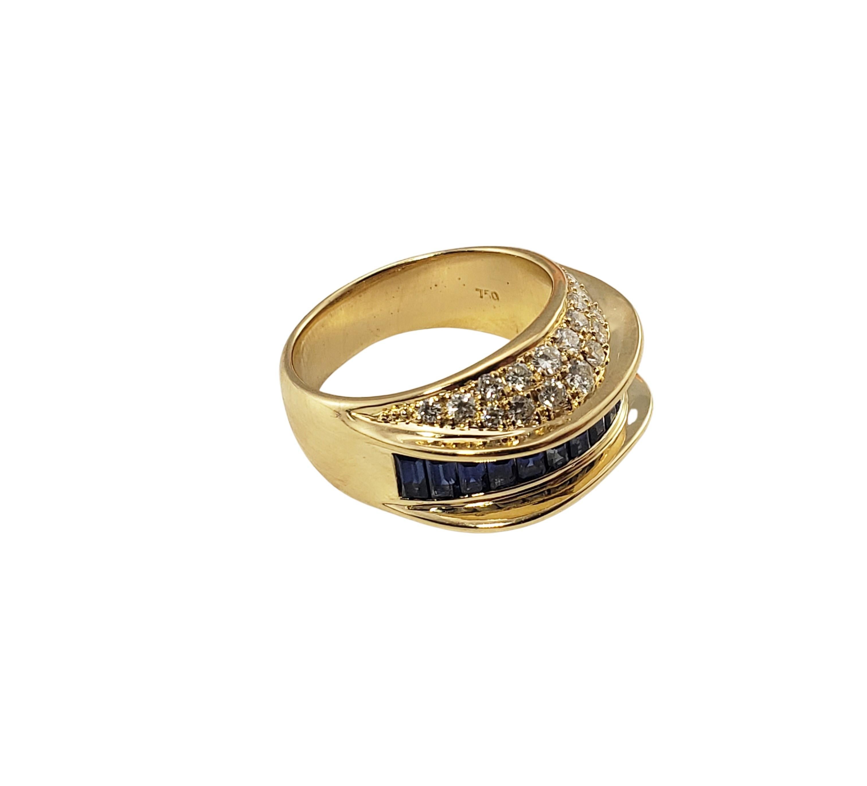 Bague en or jaune 18 carats avec saphirs et diamants Bon état - En vente à Washington Depot, CT