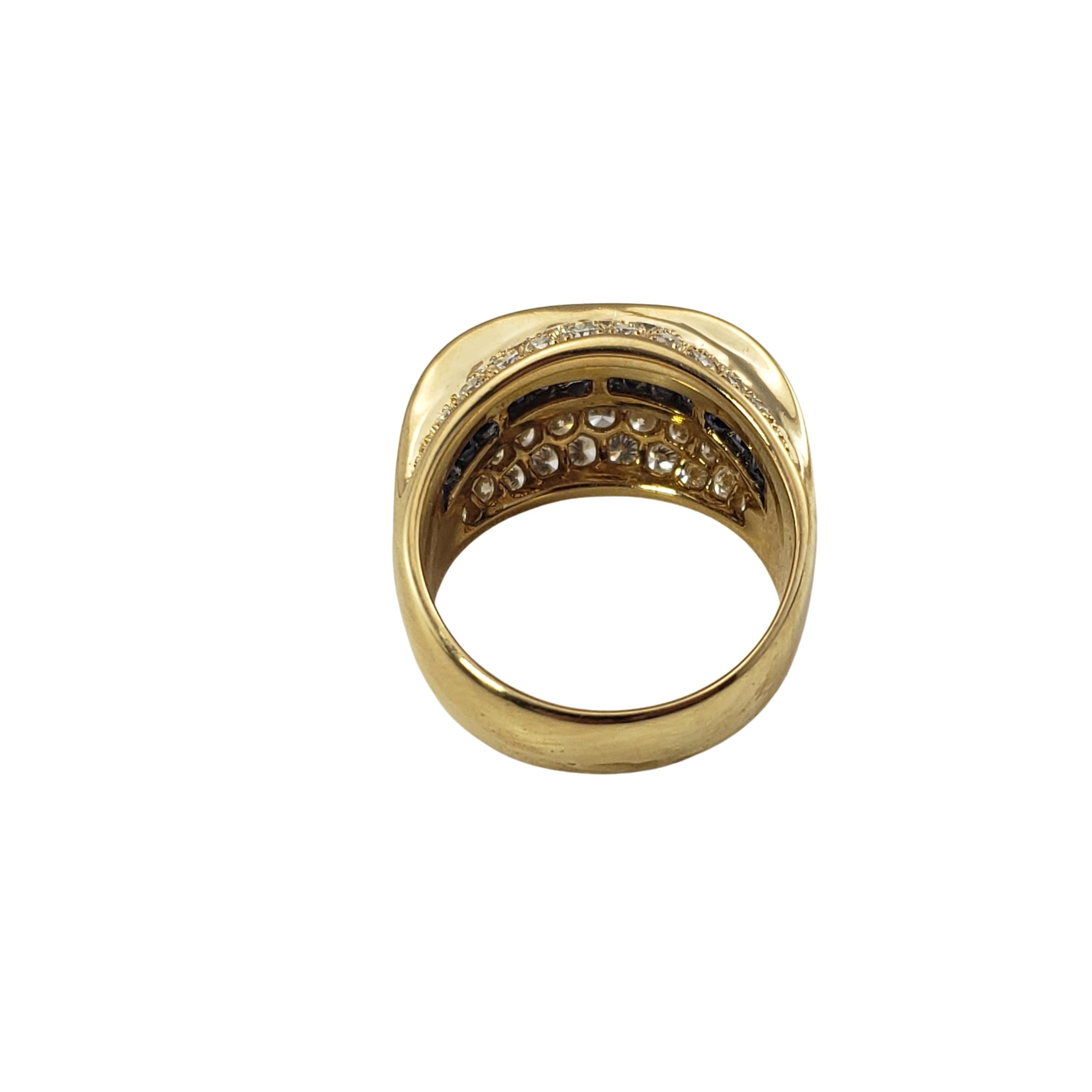 18 Karat Yellow Gold Sapphire and Diamond Ring For Sale 1