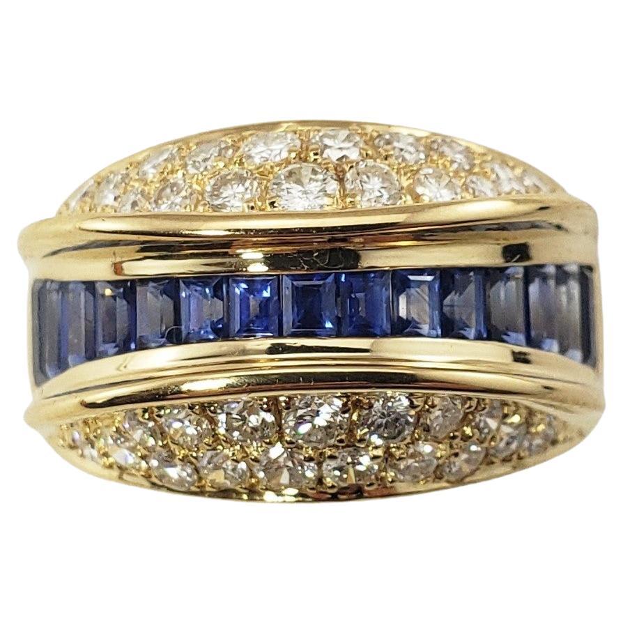Ring aus 18 Karat Gelbgold mit Saphir und Diamant im Angebot