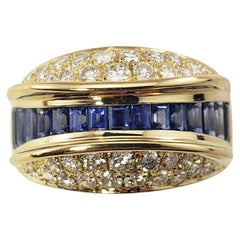 18 Karat Yellow Gold Sapphire and Diamond Ring