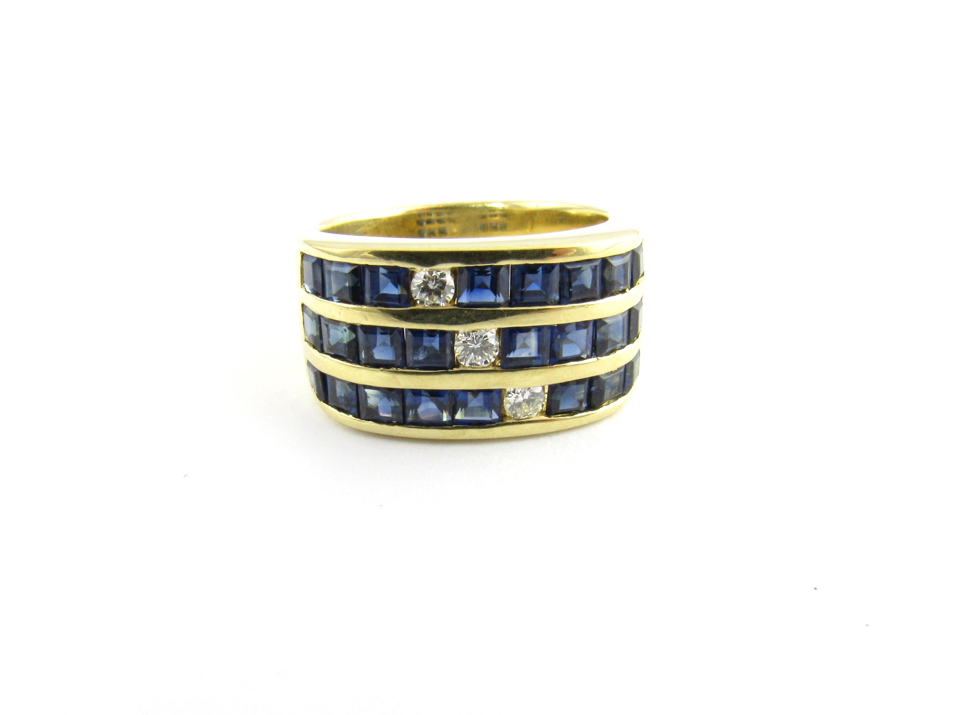 18 Karat Yellow Gold Sapphire and Diamond Ring 2