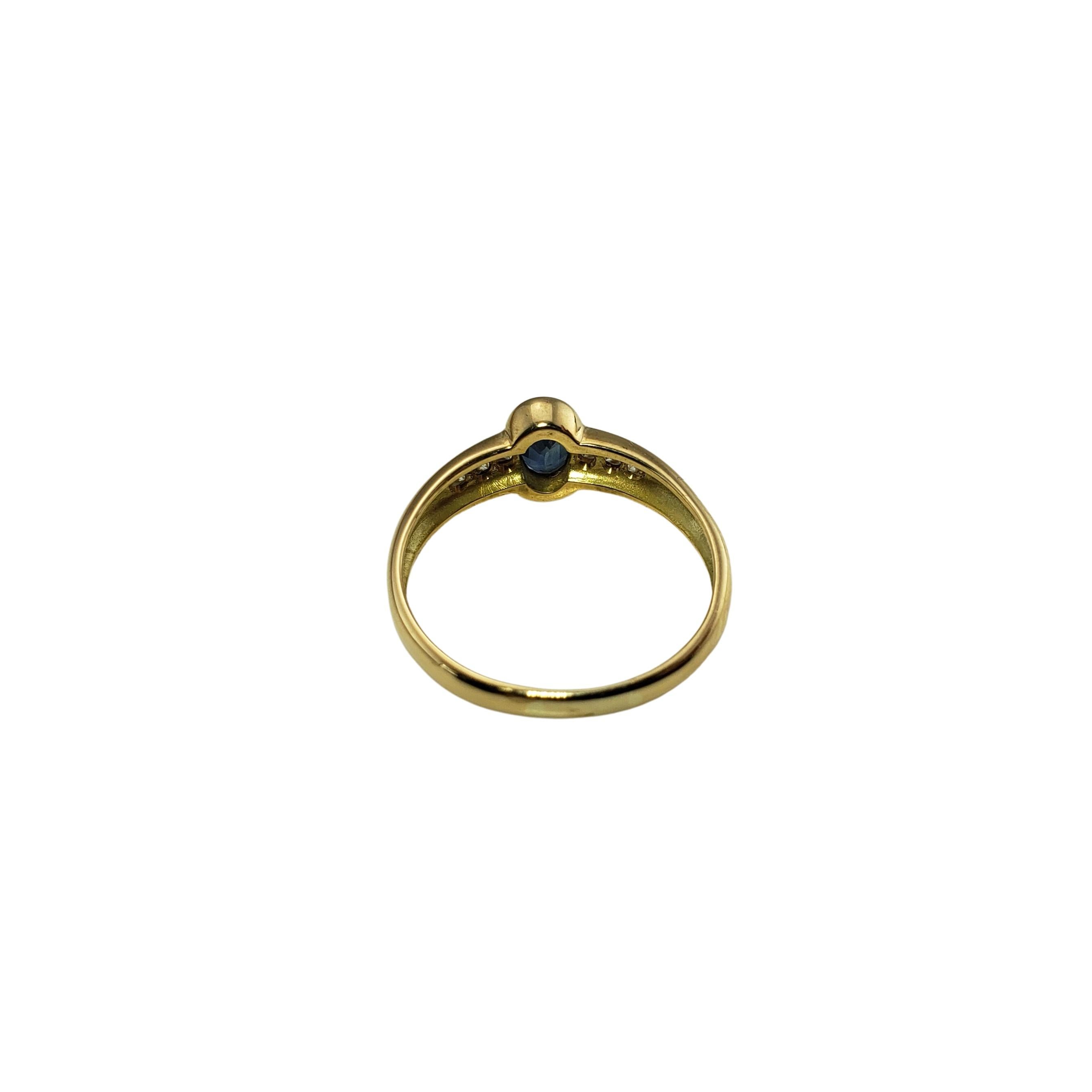 Bague en or jaune 18 carats, saphir naturel et diamant Bon état - En vente à Washington Depot, CT