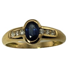 Vintage 18 Karat Yellow Gold Natural Sapphire and Diamond Ring