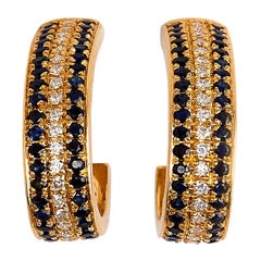 18 Karat Yellow Gold, Sapphire and Diamonds Earrings
