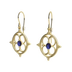 18 Karat Yellow Gold Sapphire Arabesque Earrings