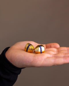 Boutons de manchette Art Déco en or jaune 18 carats et saphir