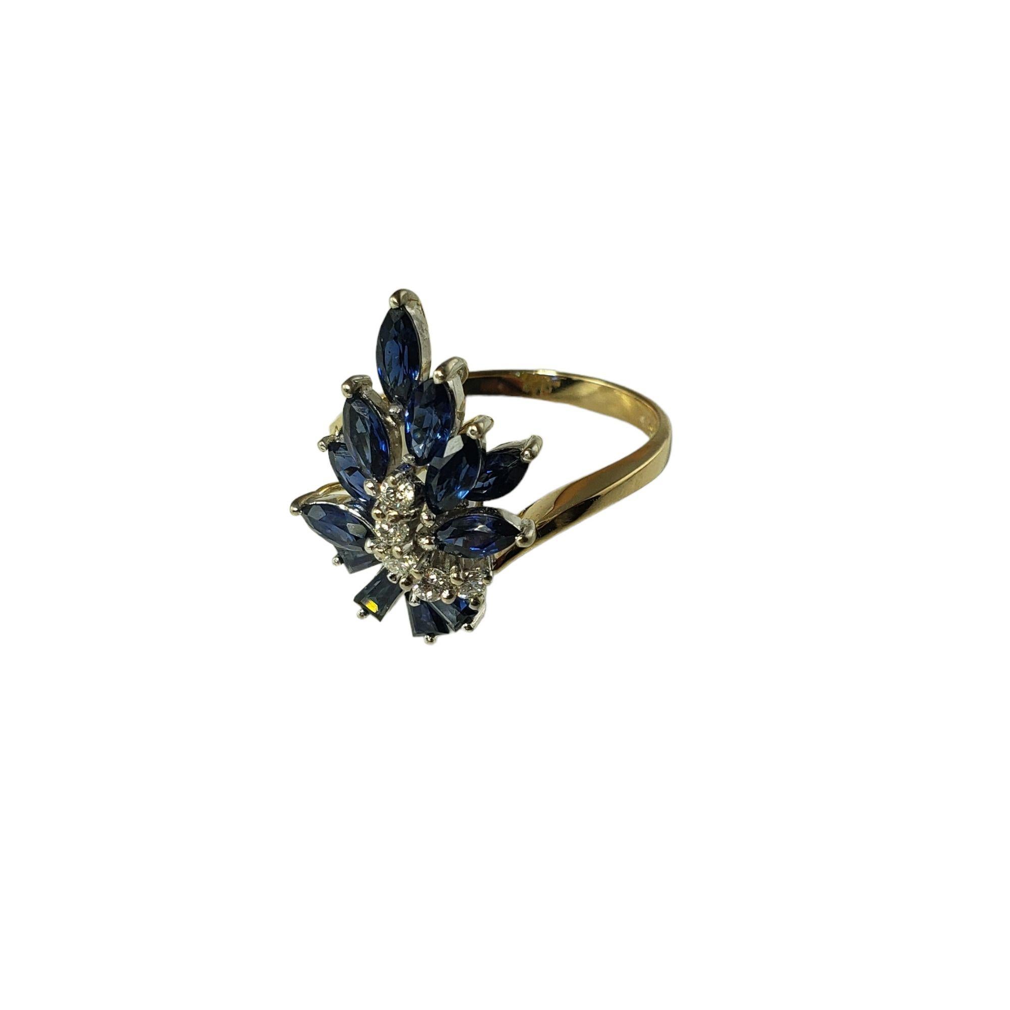 18 Karat Yellow Gold Sapphire Diamond Ring Size 7.5 #14836 In Good Condition In Washington Depot, CT