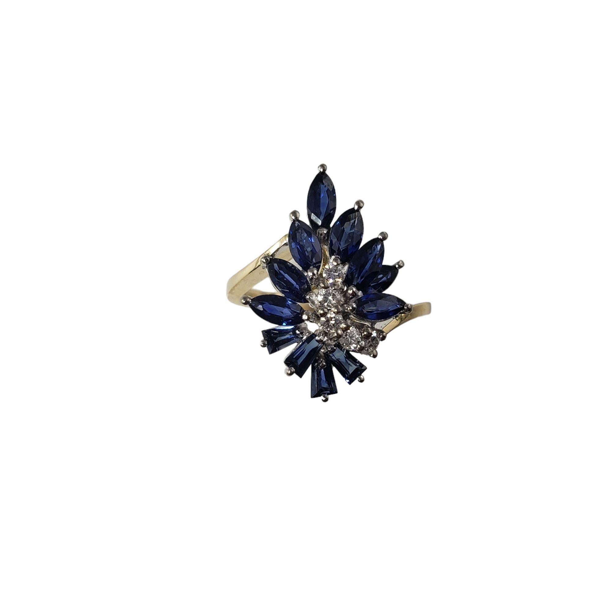 Women's 18 Karat Yellow Gold Sapphire Diamond Ring Size 7.5 #14836
