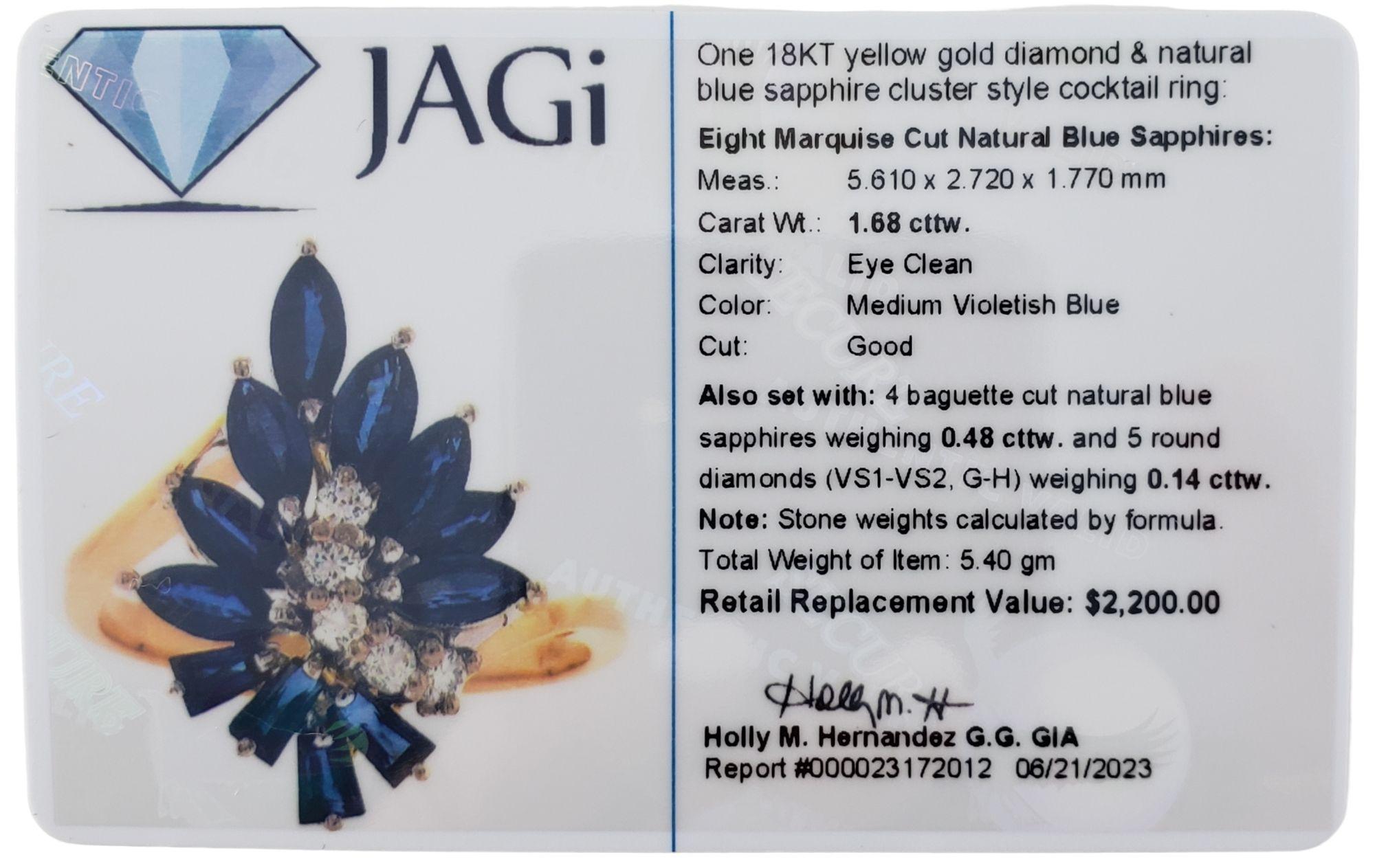 18 Karat Yellow Gold Sapphire Diamond Ring Size 7.5 #14836 4
