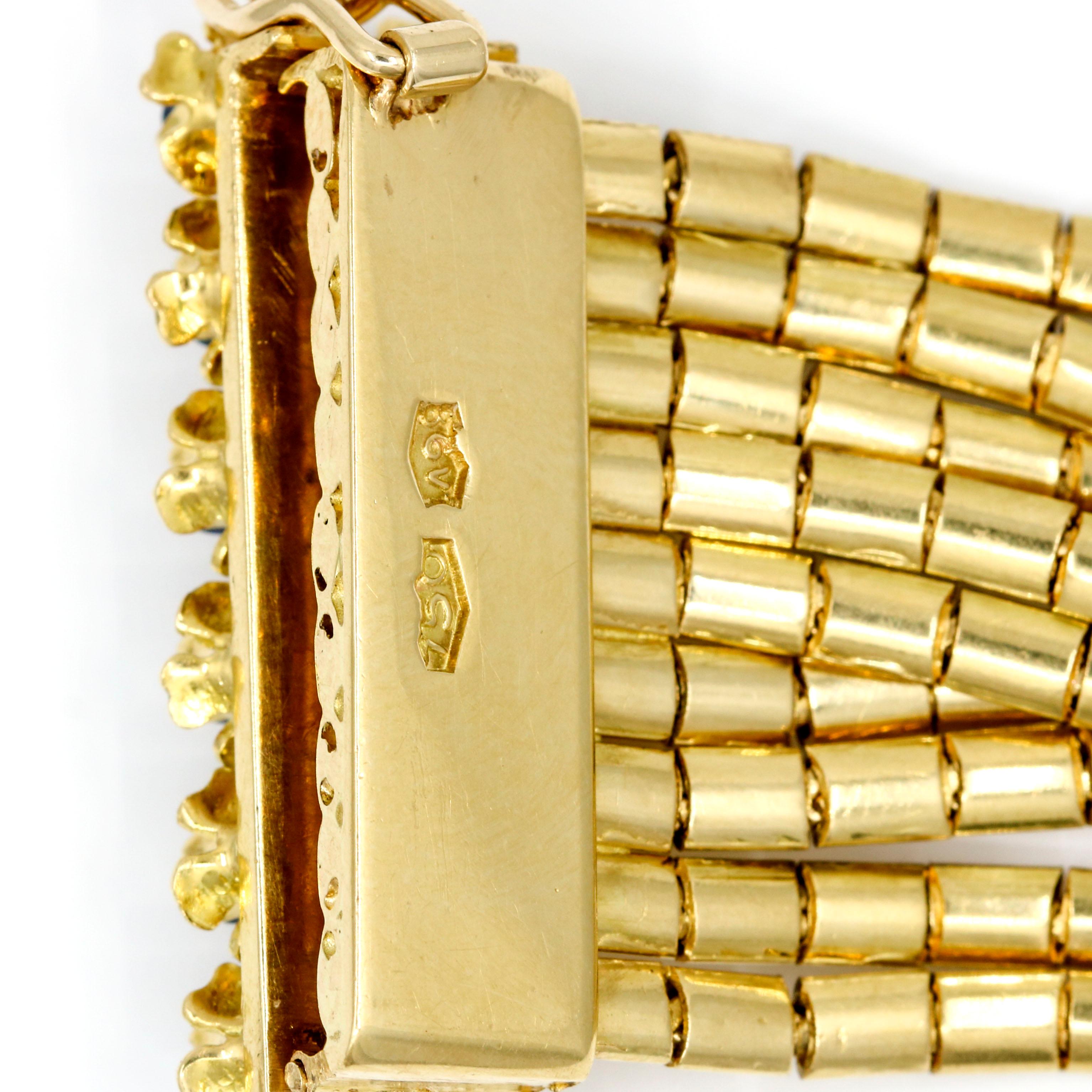 18 Karat Yellow Gold Sapphire Multi-Strand Bracelet For Sale 2