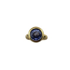 18 Karat Yellow Gold Sapphire Ring Size 7.5 JAGi Certified #15741