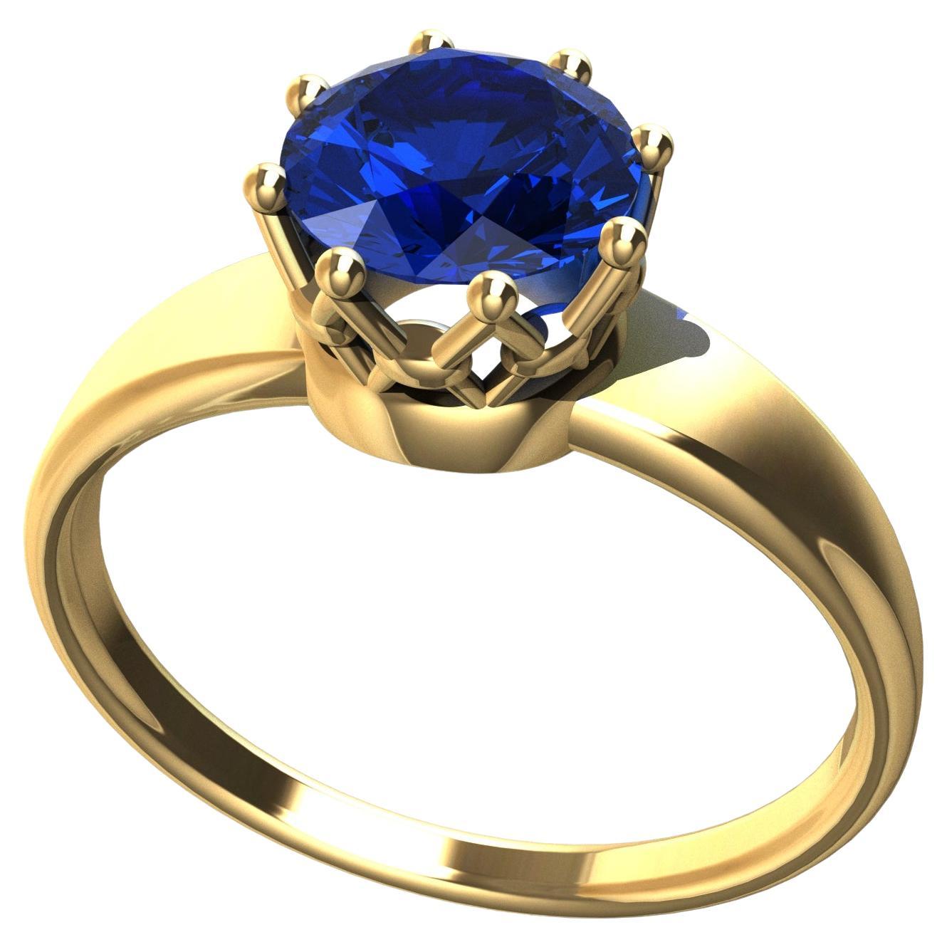 For Sale:  18 Karat Yellow Gold Sapphire Royal Rhombus Ring 2