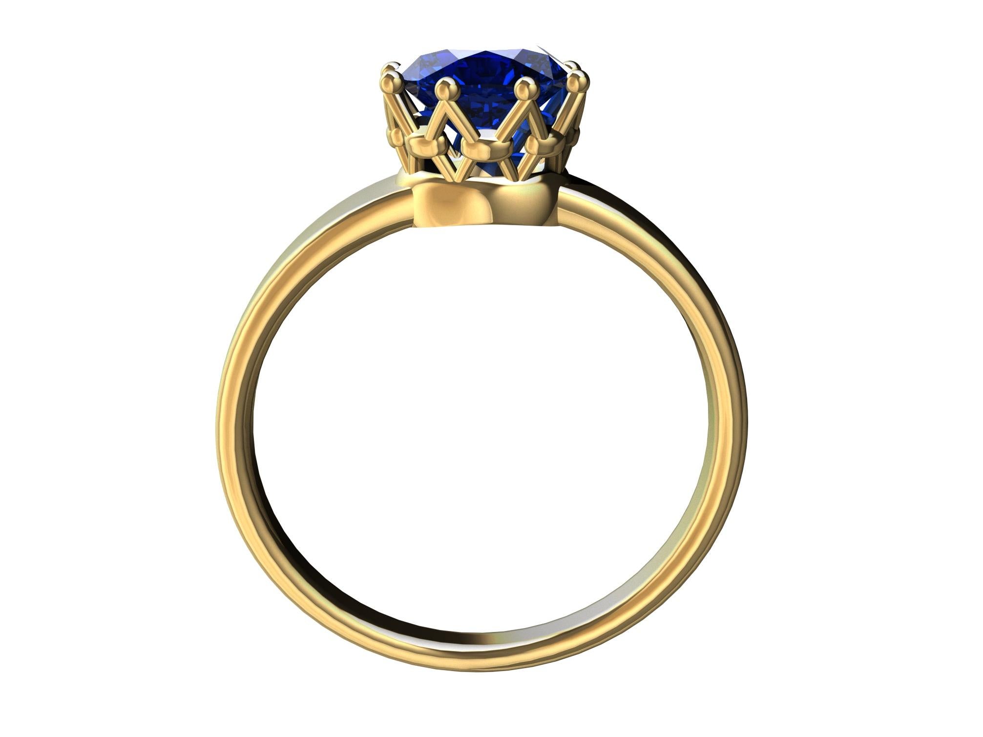 For Sale:  18 Karat Yellow Gold Sapphire Royal Rhombus Ring 3