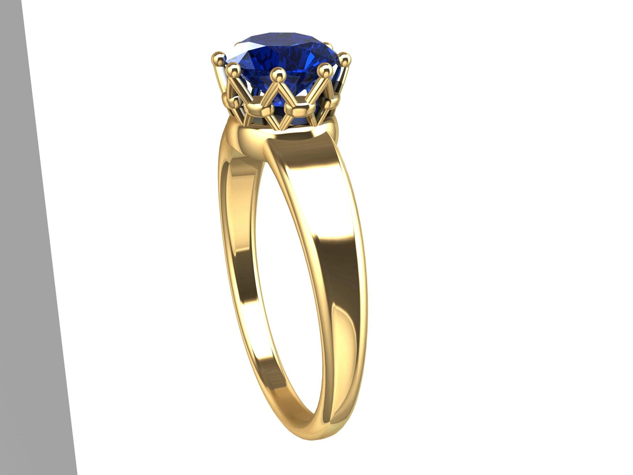 For Sale:  18 Karat Yellow Gold Sapphire Royal Rhombus Ring 6