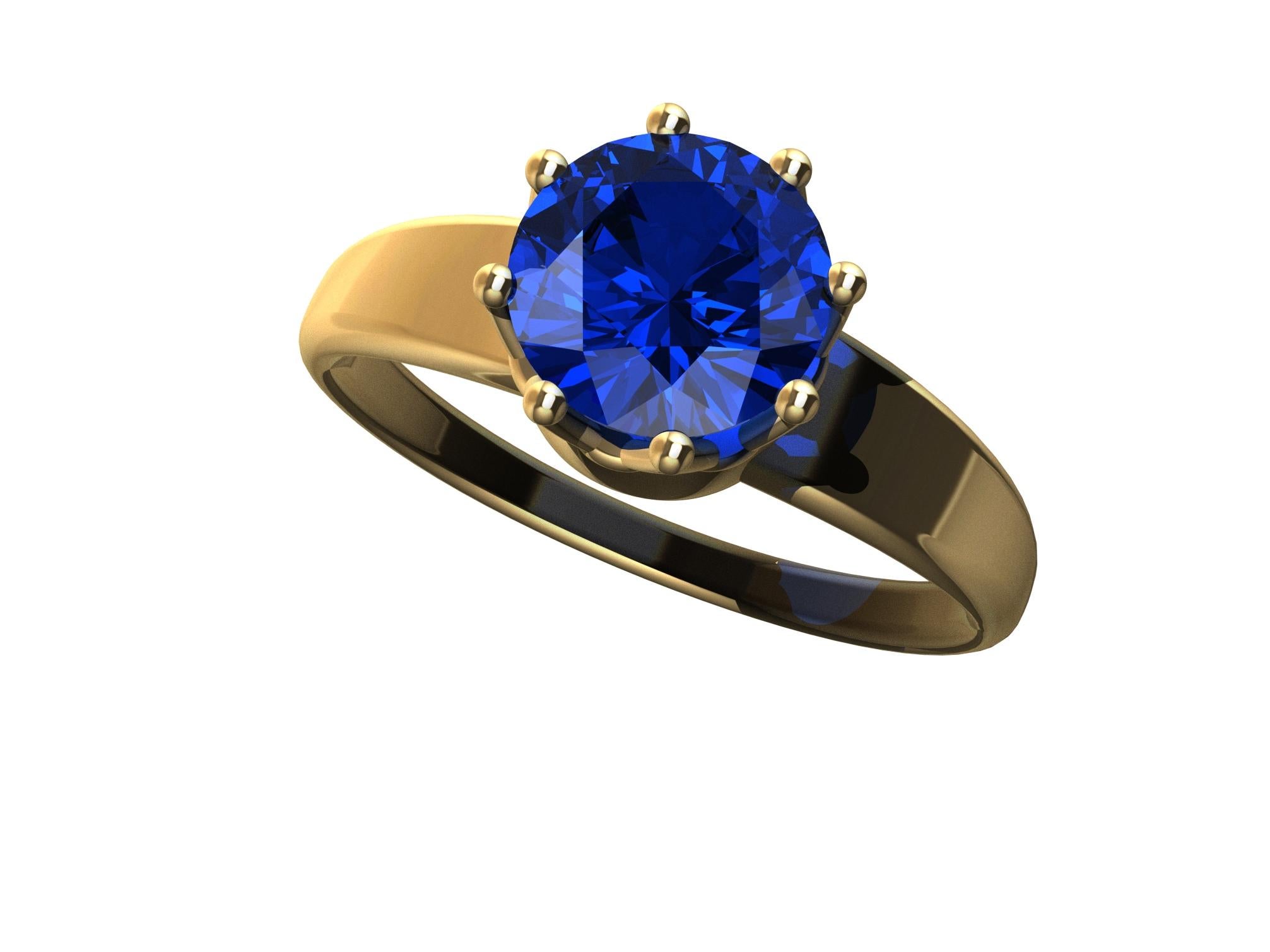 For Sale:  18 Karat Yellow Gold Sapphire Royal Rhombus Ring 7